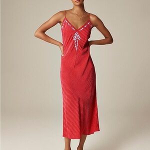 J Crew x Rouje Red Swoon Slip Midi Dress Size 4